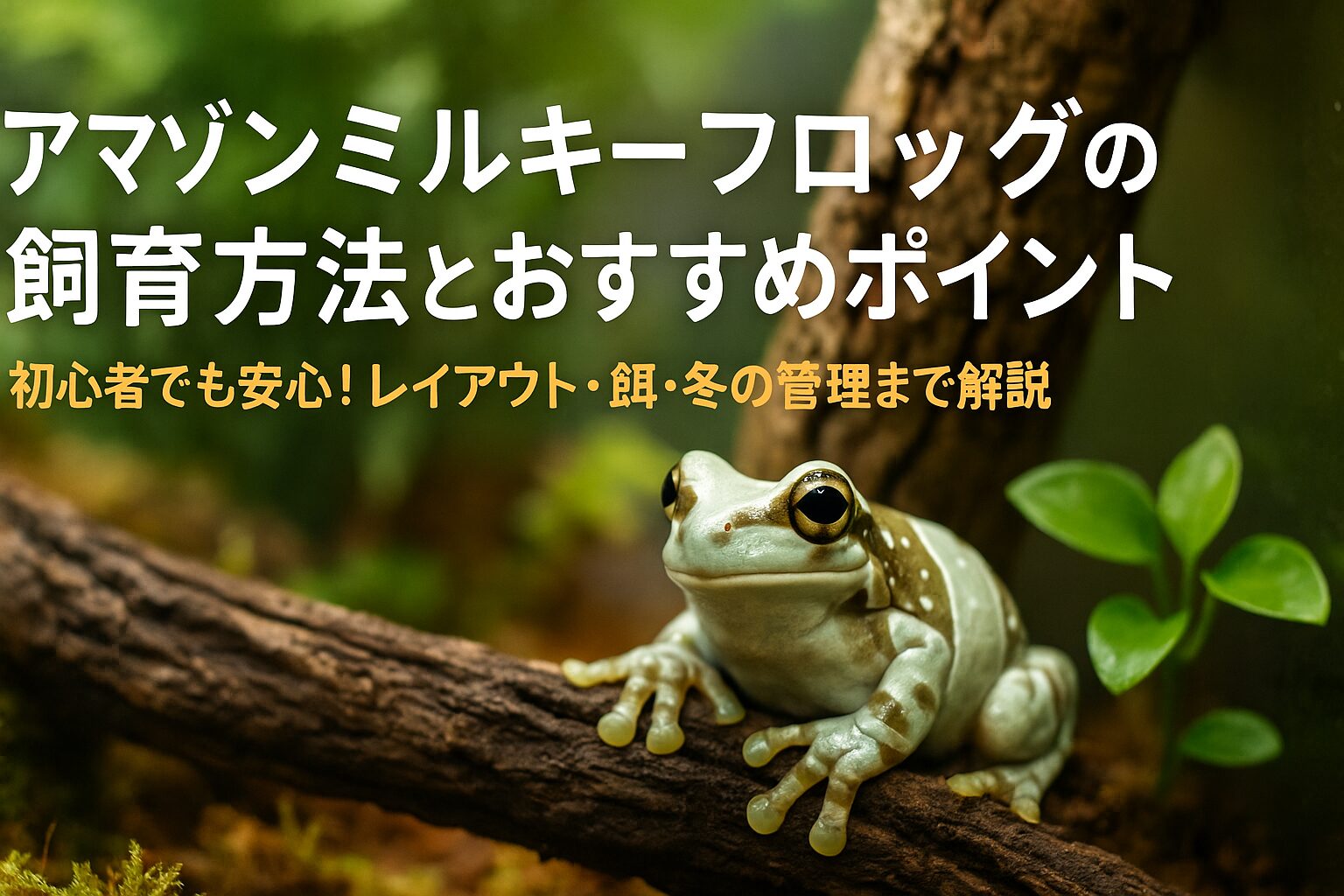 テラリウム内にいるアマゾンミルキーフロッグのイメージ｜飼育方法やおすすめポイントを解説する初心者向け画像